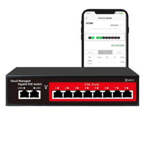 Commutateur POE Gigabit Complet à 8 Ports Géré dans le Cloud 48V pour Caméra IP CCTV